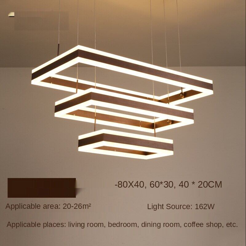 HEIKESZ Modern Aluminum Chandelier for Living Room Bedroom Restaurant Warm Light Creative Rectangular Ceiling Lamp