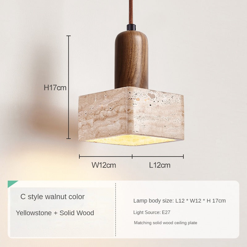 HEIKESZ Cream Style Retro Chandelier Small Droplight for Bedside Dining Room Bar Counter Yellow Cave Stone Design