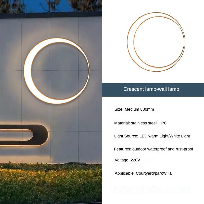 HEIKESZ Waterproof Outdoor Wall Lamp Crescent Design for Villa Courtyard Hotel Exterior Decoration Yard Layout Lighting