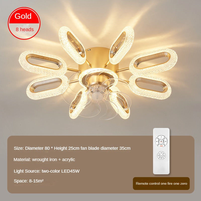 HEIKESZ Nordic Ceiling Fan with LED Lights Modern Minimalist Bedroom Dining Room Study Lamp Integrated Fan Style Ceiling Light