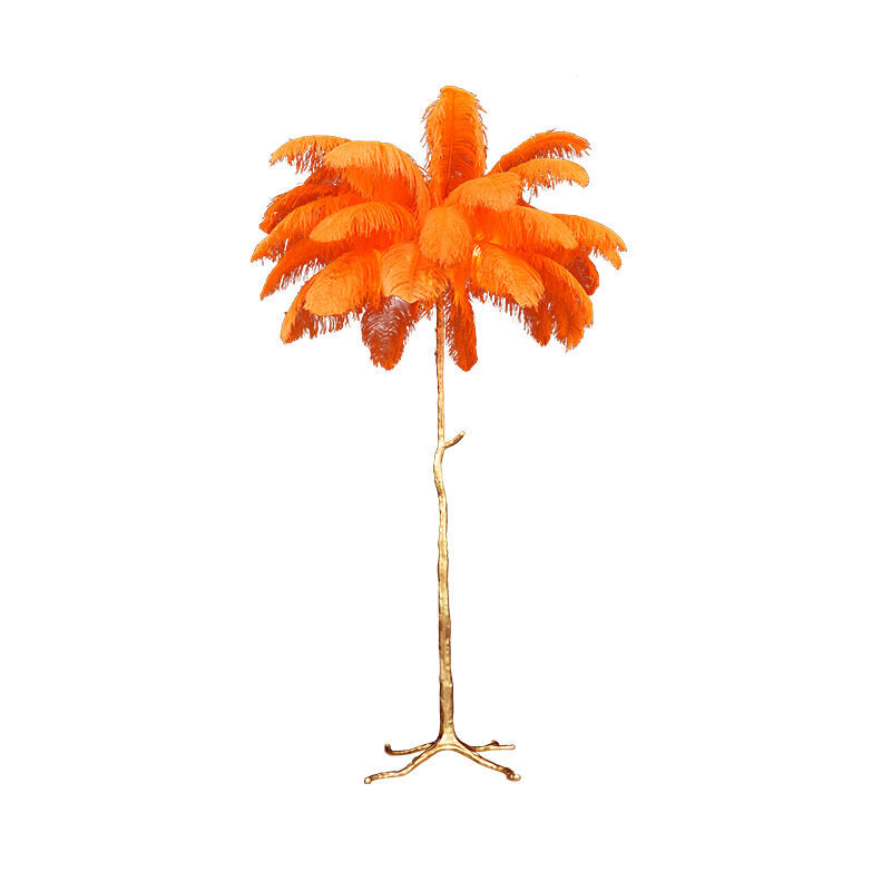 HEIKESZ Resin Feather Floor Lamp for Living Room Bedroom Nordic Style Atmosphere Light Luxury Copper Base Ins Trendy Lighting