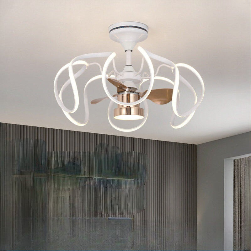 HIKESZ 360° Shaking Head Fan Lamp Nordic Ceiling Fan Light for Restaurant Kids Room Bedroom Household Modern Cooling Fan Light