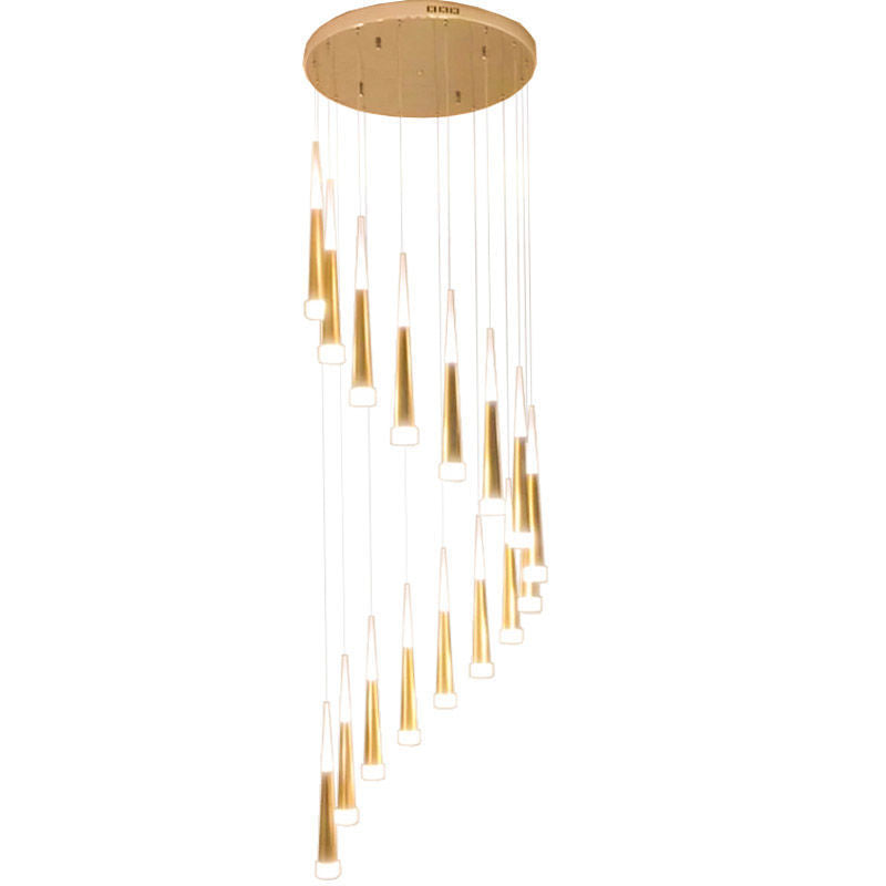 HEIKESZ Hammer Rotating Stair Chandelier Luxury Villa Hollow Meteor Shower Light Fixture for Ceiling Lights