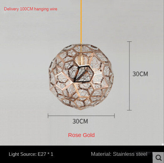 HEIKESZ Post-Modern Nordic Art Geometric Stainless Steel Round Diamond Ball Pendant Lamp Creative Chandelier for Living Room Bedroom Bar Restaurant Lighting