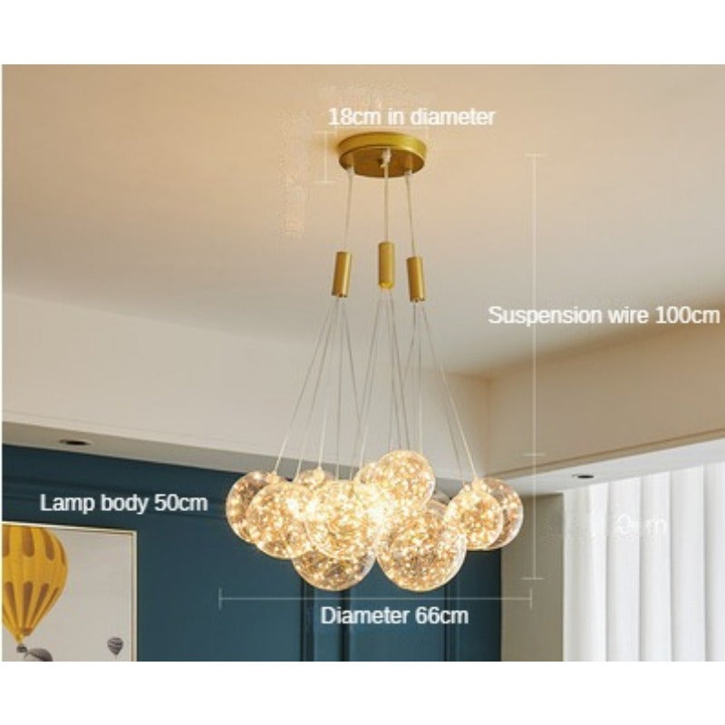 HEIKESZ Nordic Glass Hanging Lamp Minimalist Starry Soap Bubble Ball Lighting for Living Room Bedroom Restaurant Decor