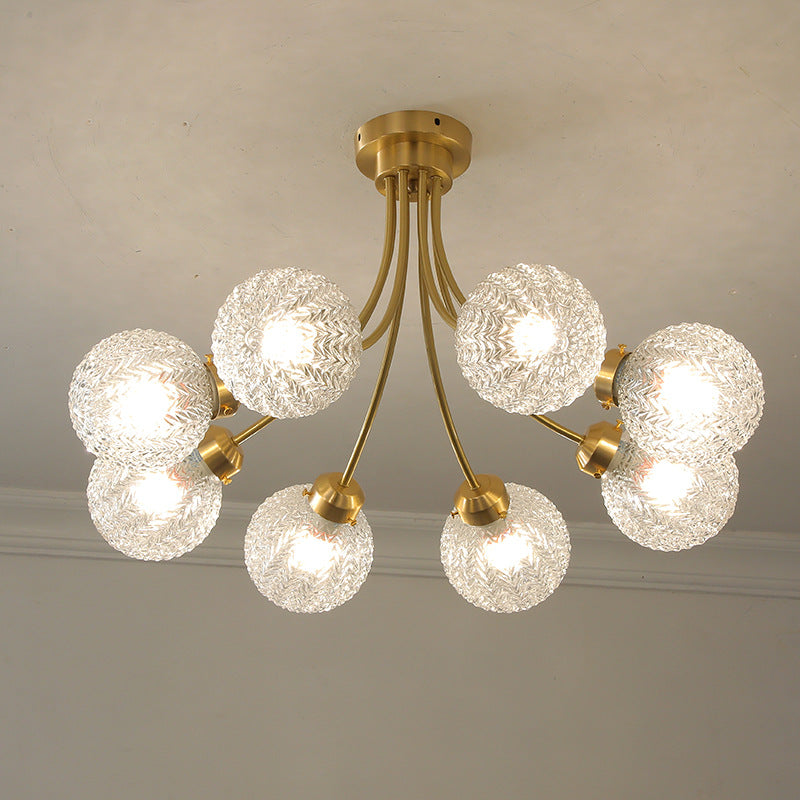 HEIKESZ Modern Nordic Glass Globe Chandelier for Bedroom Living Room Dining Room Study - American Style Designer Ceiling Light