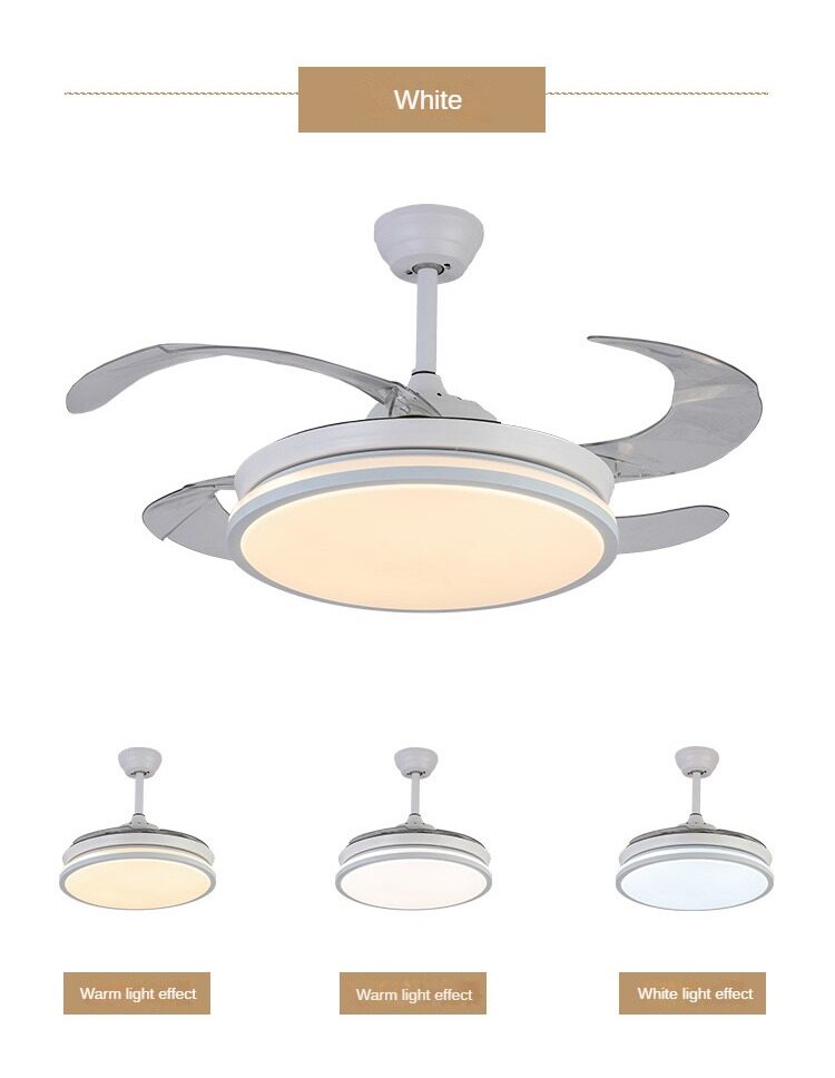 HEIKESZ Ultra-Thin Ceiling Fan Light Invisible Integrated Modern Minimalist Chandelier for Living Room Bedroom Dining Room