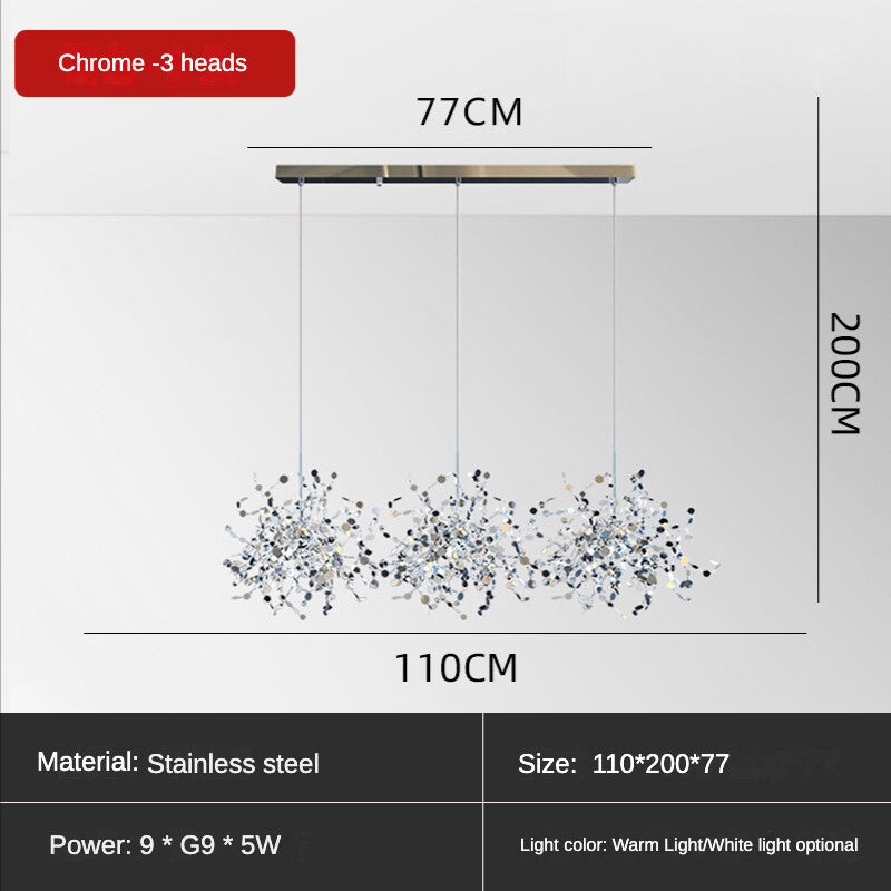 HEIKESZ Nordic Sequin Chandelier Creative Artistic Lamp for Dining Room Hotel Bar Stainless Steel Decorative Light