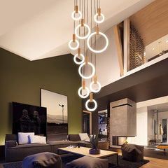 HEIKESZ Nordic Modern Minimalist Rotating Duplex Chandelier LED Ceiling Light for Living Dining Room Bedroom Villa Pendant