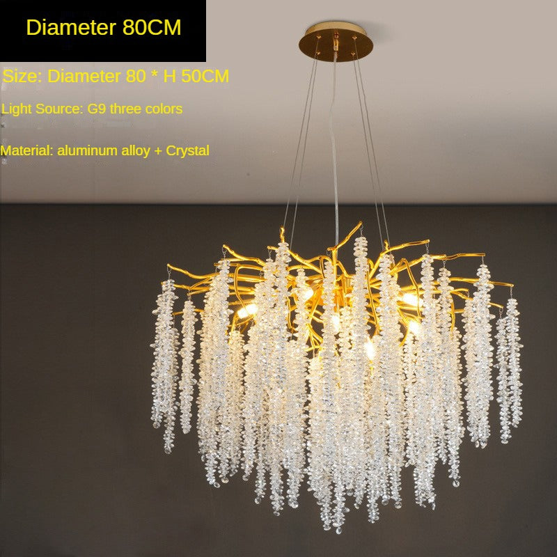HEIKESZ Modern Crystal Chandelier Luxury Water Drop Branch Design for Living Room Dining Room Bedroom Villa Lighting