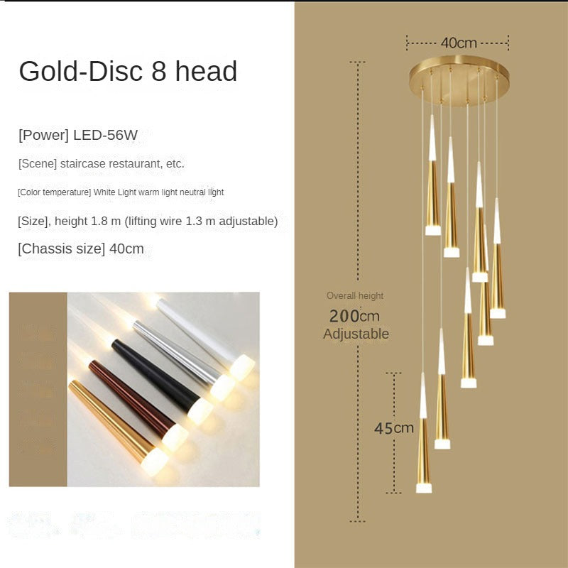 HEIKESZ Hammer Rotating Stair Chandelier Luxury Villa Hollow Meteor Shower Light Fixture for Ceiling Lights