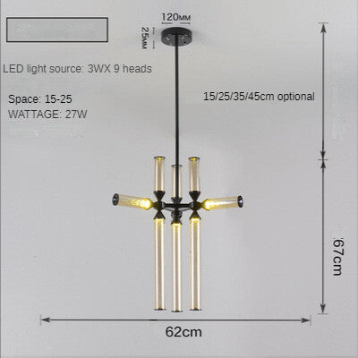 HEIKESZ Nordic Modern LED Glass Chandelier for Living Room Dining Bedroom Simple Creative Lighting Fashion Lamps