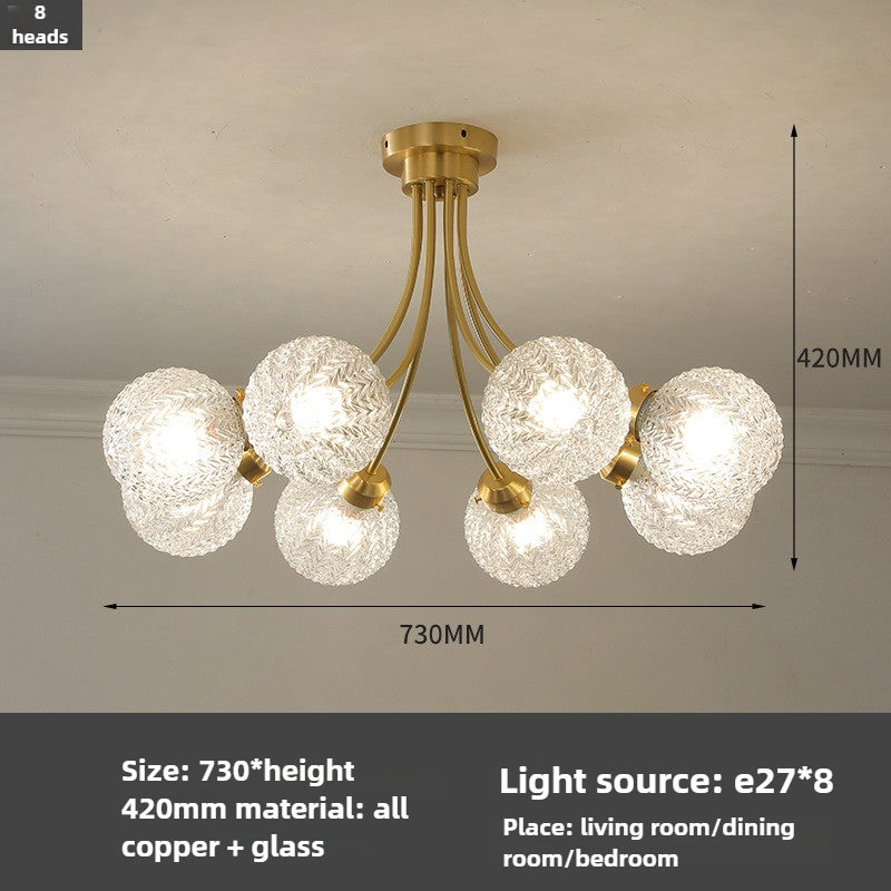 HEIKESZ Modern Nordic Glass Globe Chandelier for Bedroom Living Room Dining Room Study - American Style Designer Ceiling Light