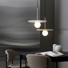 HEIKESZ Nordic Post-Modern Marble Copper Droplight UFO Lamps for Cafe Bar Table Bedroom Bedside Ceiling Lights Chandeliers Light Fixtures