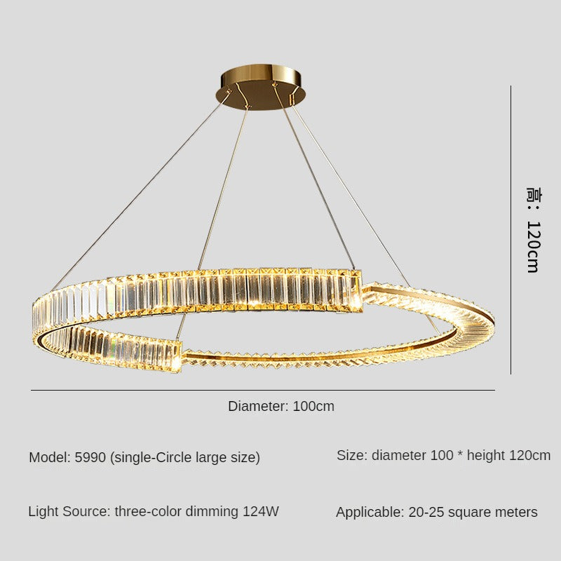 HEIKESZ Luxury Crystal Chandelier Modern Minimalist Pendant Lamp for Master Bedroom Living Room High-End Villa Restaurant