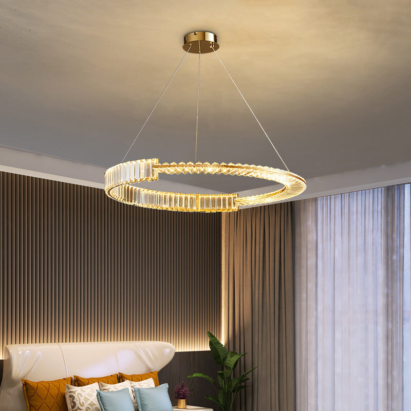 HEIKESZ Luxury Crystal Chandelier Modern Minimalist Pendant Lamp for Master Bedroom Living Room High-End Villa Restaurant