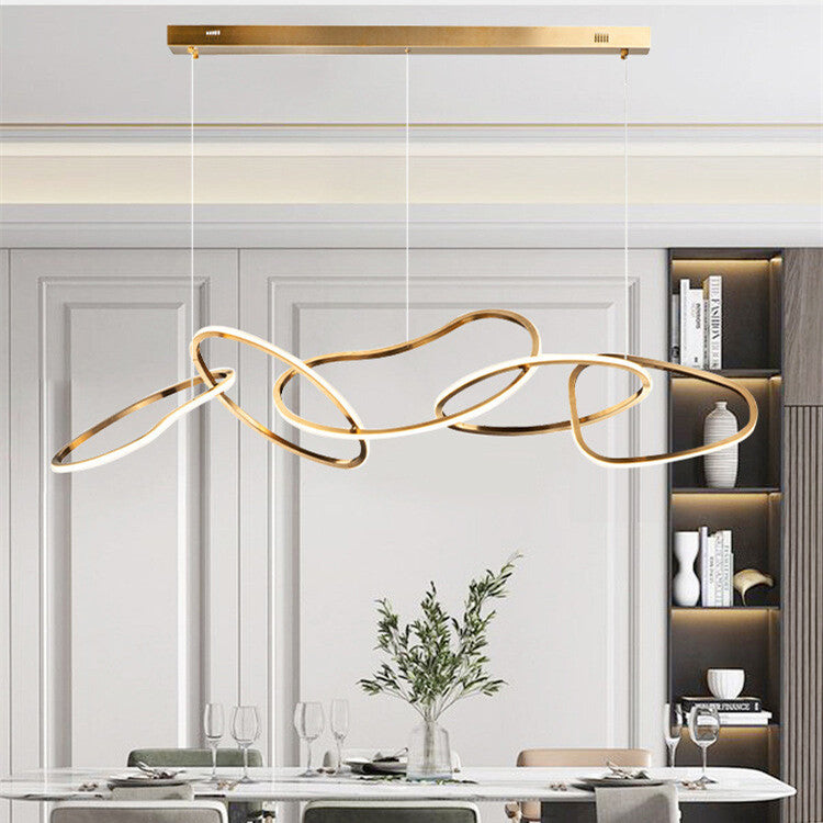 HEIKESZ Modern Stainless Steel Restaurant Chandelier Creative Nordic Table Lamp for Living Room Bedroom Ceiling Light