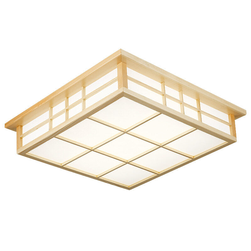 HEIKESZ Japanese Style Ceiling Lamp Solid Wood Nordic LED Light for Bedroom Living Room 3 Color Variable Lighting