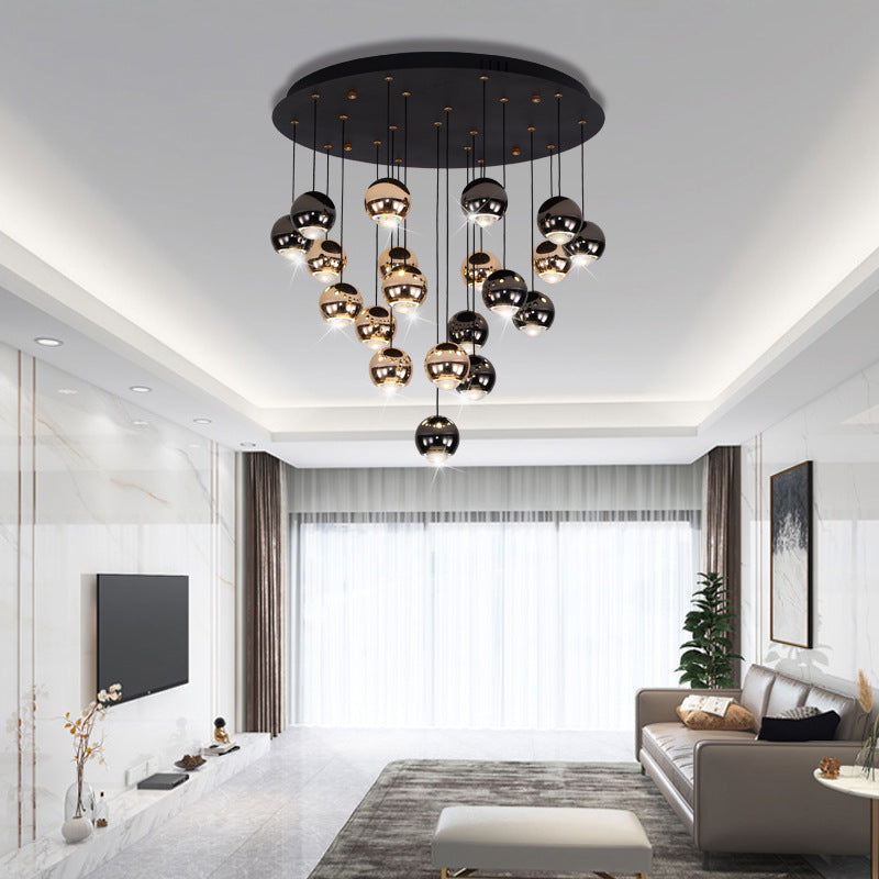 HEIKESZ Luxury Crystal Rotating Staircase Chandelier Modern Minimalist LED Ceiling Light for Living Room Dining Kitchen Bedroom