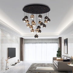 HEIKESZ Luxury Crystal Rotating Staircase Chandelier Modern Minimalist LED Ceiling Light for Living Room Dining Kitchen Bedroom