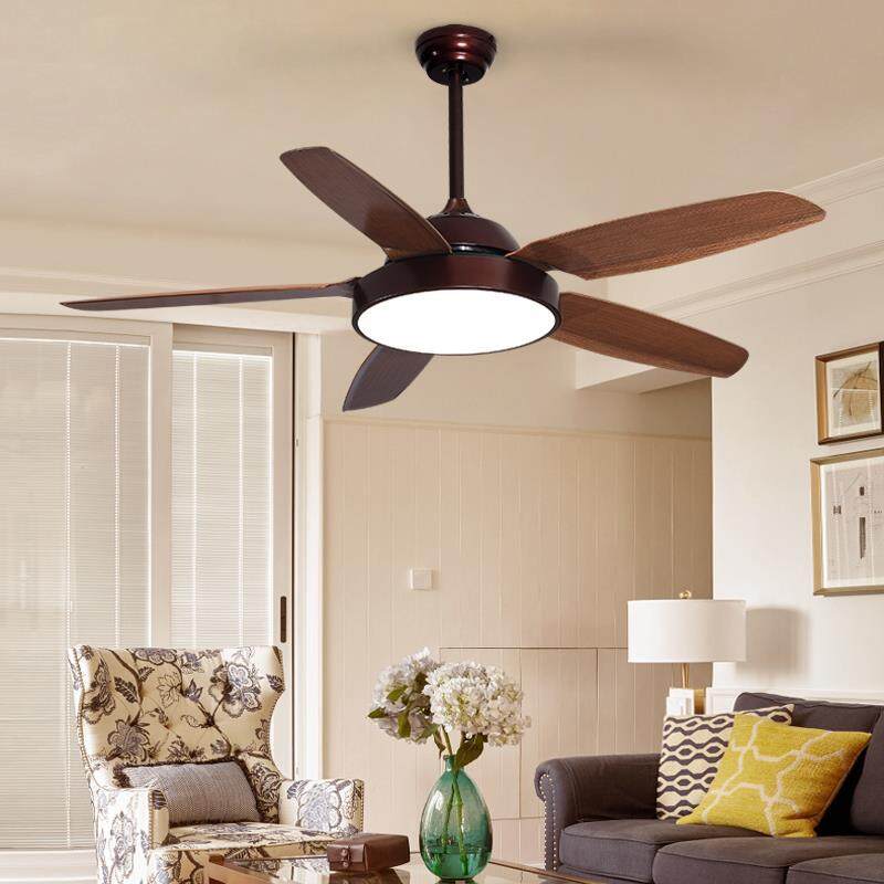 HEIKESZ Modern American Ceiling Fan Lights for Living Room Bedroom Study Restaurant Energy Saving Quiet Fan Style Lamp