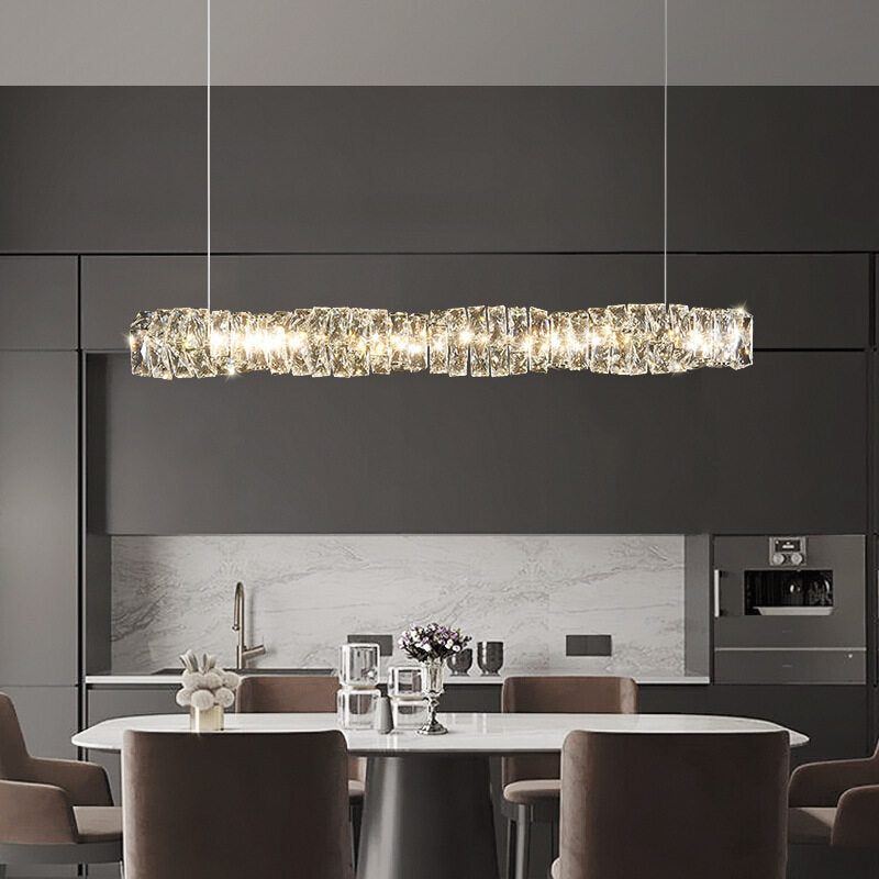 HEIKESZ Italian Minimalist Crystal Chandelier Modern LED Pendant Light Luxury Dining Room Ceiling Lamp Nordic Design for Restaurant Bar Living Bedroom