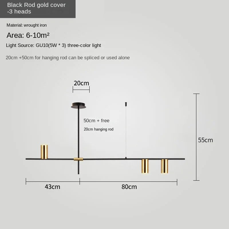 HEIKESZ Modern Minimalist One-Word Strip Chandelier for Dining Room Living Room Creative Lighting