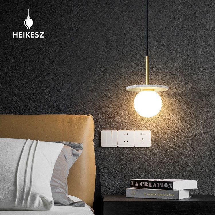 HEIKESZ Nordic Post-Modern Marble Copper Droplight UFO Lamps for Cafe Bar Table Bedroom Bedside Ceiling Lights Chandeliers Light Fixtures