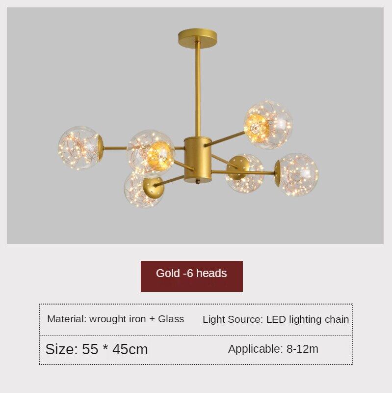 HEIKESZ Nordic Copper Chandelier Modern Minimalist Magic Bean Bubble Lamp for Living Room Dining Room Bedroom Ceiling Light