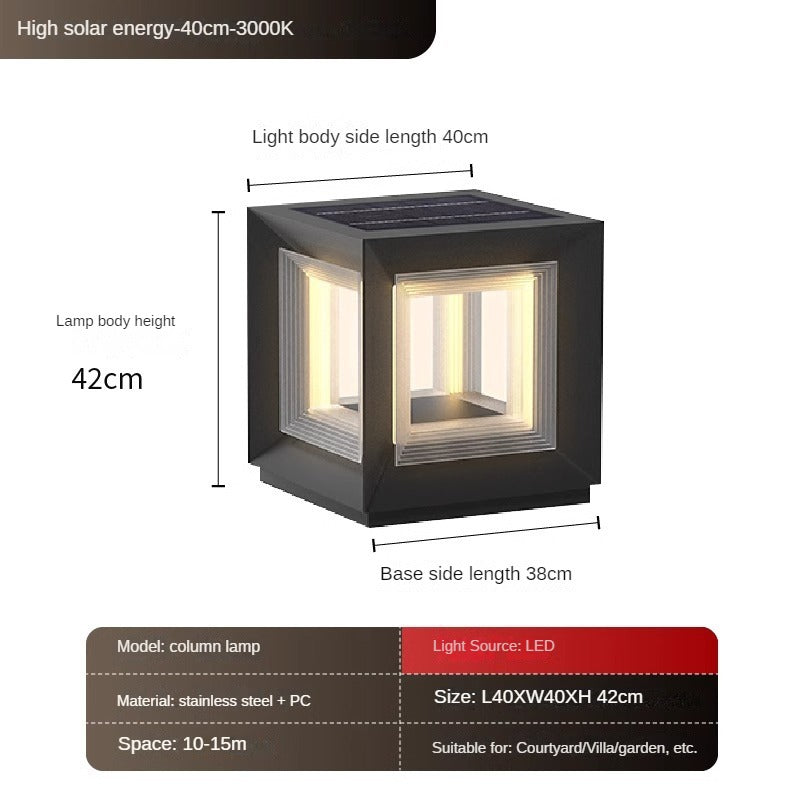 HEIKESZ Solar Pillar Lamp Waterproof Outdoor Lighting for Garden Courtyard Gate Villa Door Wall Decoration