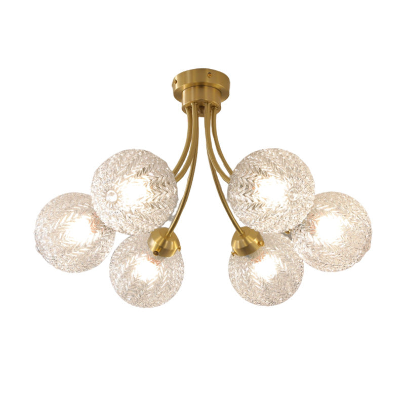 HEIKESZ Modern Nordic Glass Globe Chandelier for Bedroom Living Room Dining Room Study - American Style Designer Ceiling Light