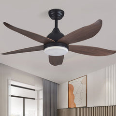 HEIKESZ Modern Minimalist Wood Grain Ceiling Fan With Remote Control 46 54 Inch Five Leaf Fan Light For Dining Living Room