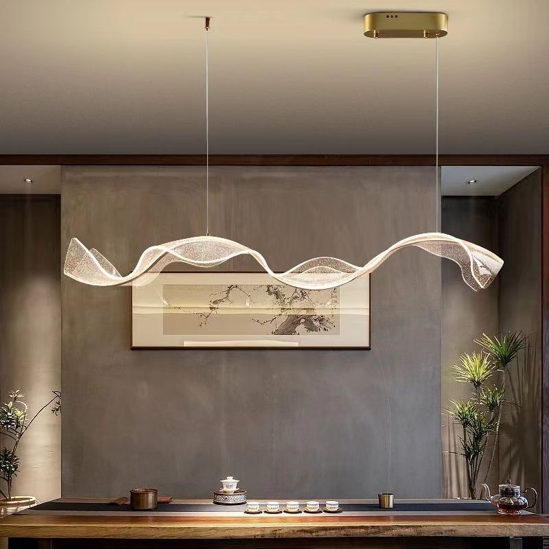 HEIKESZ Creative Ribbon Chandelier Modern Minimalist Luxury Designer Lamp for Restaurant Bar Living Room Artistic Light