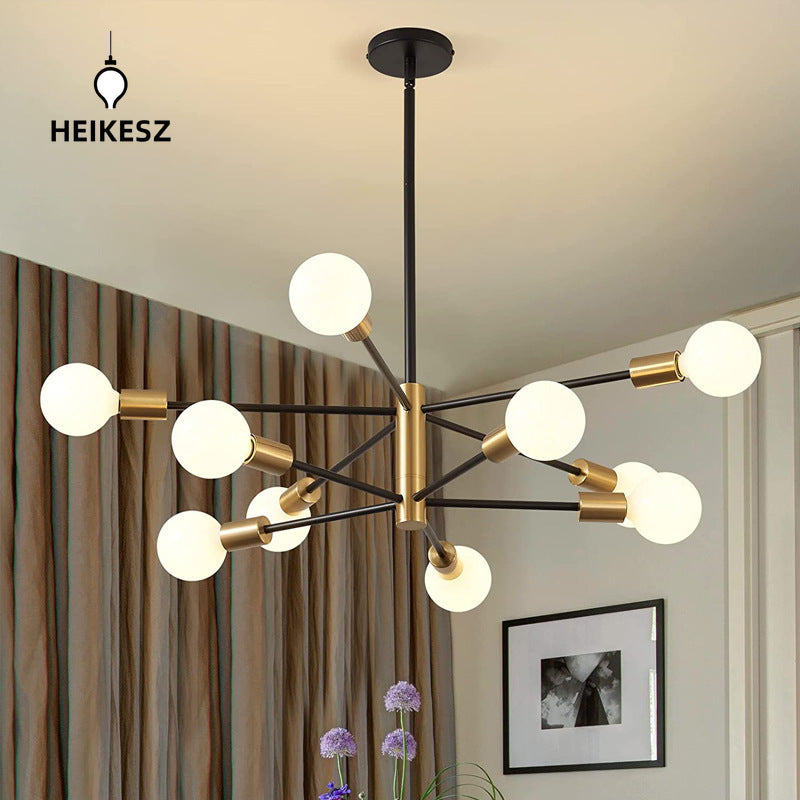 Heikesz Satellite Chandelier Retro Industrial Style LED Ceiling Light for Living Room Restaurant American Country Hanging Lamp
