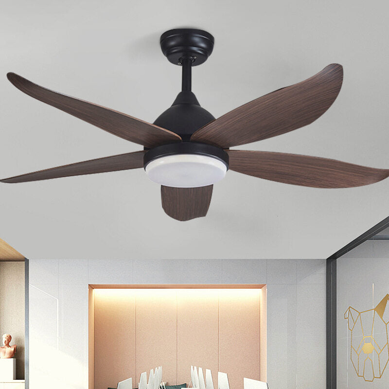 HEIKESZ Modern Minimalist Wood Grain Ceiling Fan With Remote Control 46 54 Inch Five Leaf Fan Light For Dining Living Room