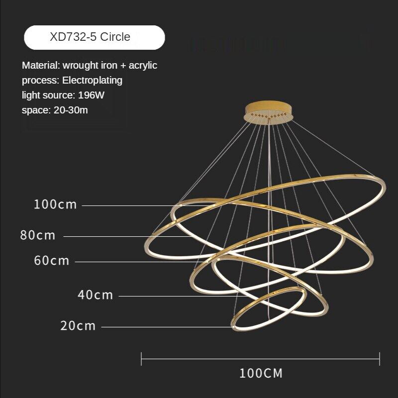 HEIKESZ LED Circle Chandelier Modern Minimalist Creative Lighting for Living Room Dining Room Bar Stair Light Warm Room Lamps Ceiling Fixture