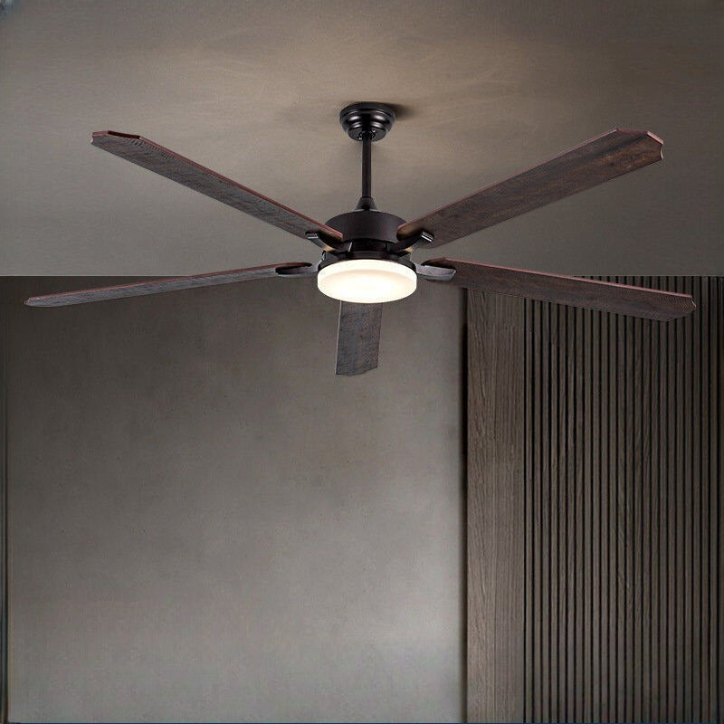 HEIKESZ Large Wind Wooden Leaf Fan Lamp Nordic Living Room Frequency Conversion Commercial Retro Restaurant Industrial Big Fan Chandelier