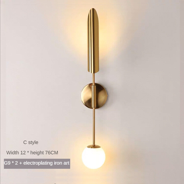 HEIKESZ Modern Minimalist Wall Lamp for Living Room Bedroom Nordic Style Monocephalic Light Fixture Hotel Cafe Decor