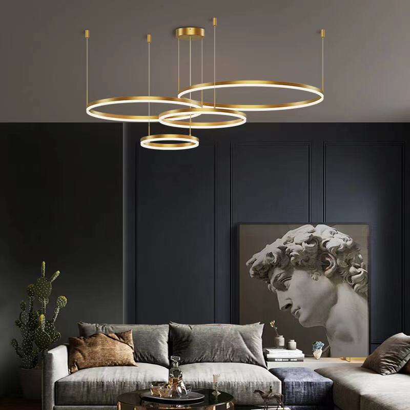 HEIKESZ Modern Minimalist Round Chandelier LED Ceiling Light for Living Room Bedroom Dining Room Nordic Warm Lighting