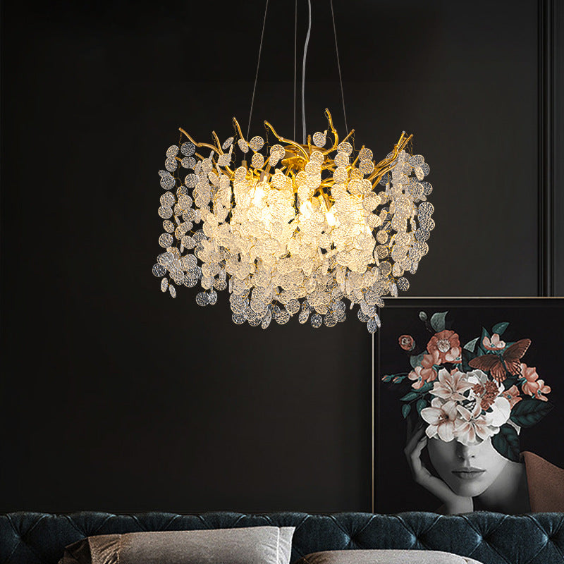 HEIKESZ Crystal Pendant Lamp Modern Living Room Chandelier Designer Money Tree Branch Light French Style Luxury Lighting
