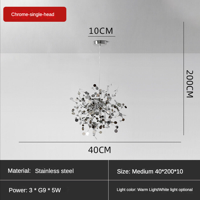 HEIKESZ Nordic Sequin Chandelier Creative Artistic Lamp for Dining Room Hotel Bar Stainless Steel Decorative Light