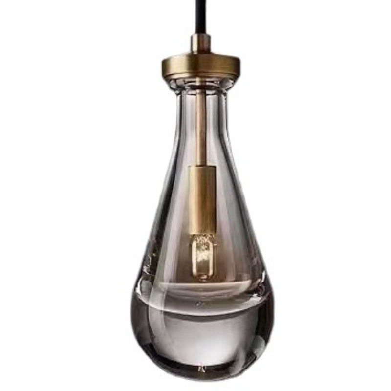 HEIKESZ Modern Luxury Copper Water Drop Chandelier Minimalist Bedroom Bedside Light Creative Living Dining Room Bar Crystal Decoration