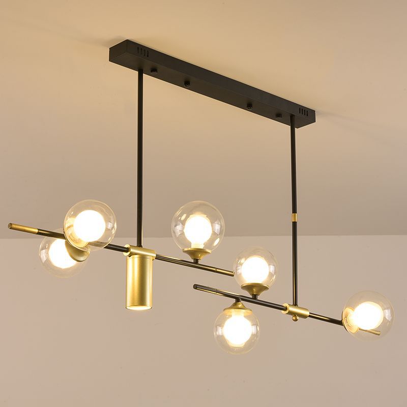 HEIKESZ Nordic Glass Ball Chandelier Post-Modern Art LED Magic Bean Molecular Light Fixture for Ceiling Dining Room