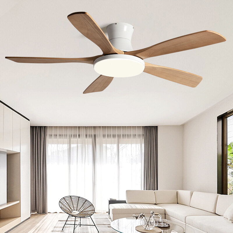 HEIKESZ Nordic Solid Wood Ceiling Fan Light with Frequency Conversion for Living Room Dining Room Home Decor