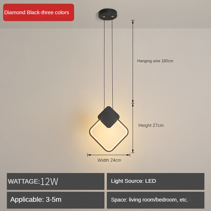 HEIKESZ Minimalist Bedroom Chandelier Long Line Ambience Light Creative Single Head LED Small Droplight for Living Room Celling Lighting Full Spectrum