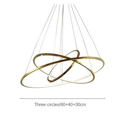 HEIKESZ Modern Ring Chandelier LED Light Minimalist Creative Stainless Steel Line LED Lamp for Living Room Bedroom Kitchen Dining Ceiling