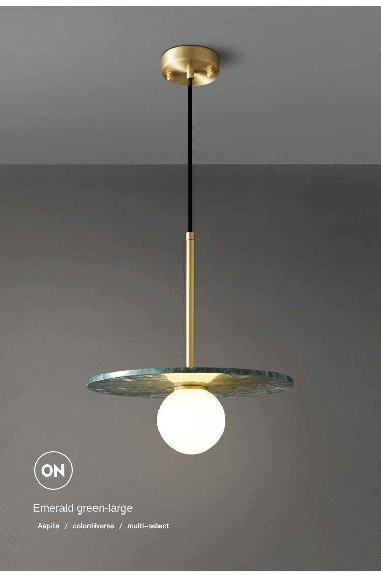 HEIKESZ Nordic Post-Modern Marble Copper Droplight UFO Lamps for Cafe Bar Table Bedroom Bedside Ceiling Lights Chandeliers Light Fixtures