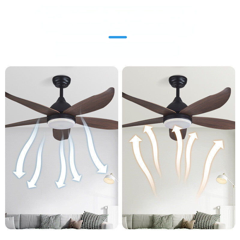HEIKESZ Modern Minimalist Wood Grain Ceiling Fan With Remote Control 46 54 Inch Five Leaf Fan Light For Dining Living Room