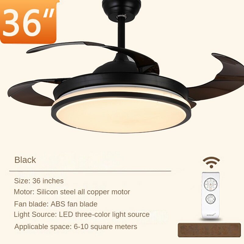 HEIKESZ Ultra-Thin Ceiling Fan Light Invisible Integrated Modern Minimalist Chandelier for Living Room Bedroom Dining Room