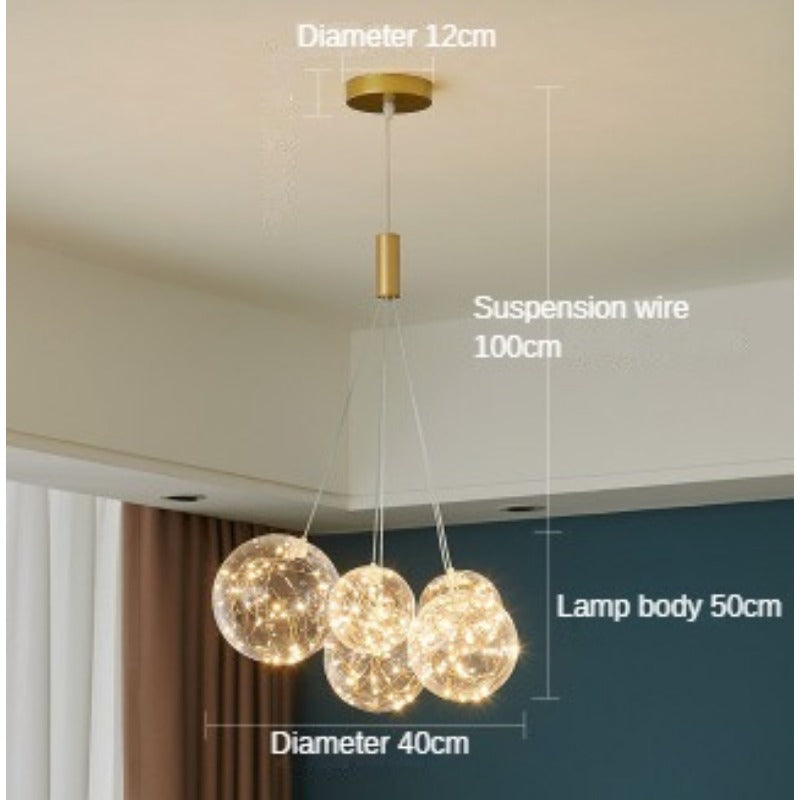 HEIKESZ Nordic Glass Hanging Lamp Minimalist Starry Soap Bubble Ball Lighting for Living Room Bedroom Restaurant Decor